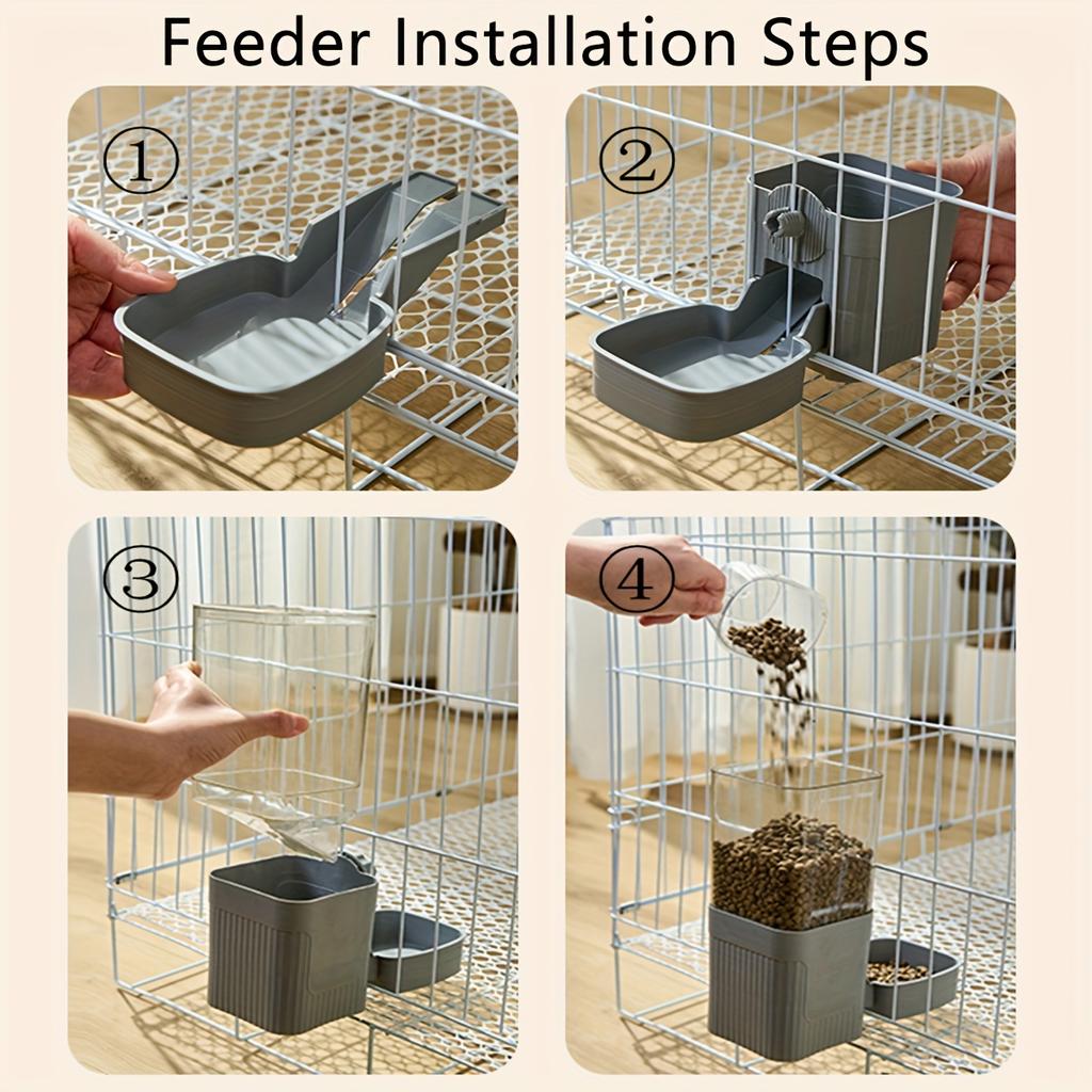 Automatischer Hängender Haustierkatzenfutterautomat und Wasserspender für Käfige, Schwerkraft-Automatisches Fütterungs- und Trinknapf-Set, Geeignet für die Aufzucht von Kaninchen, Katzen, Hunden