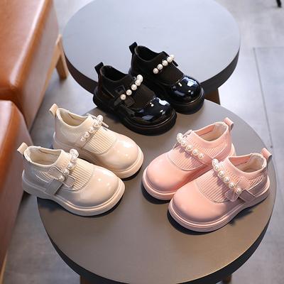 Scarpe Piccole da Ragazza Primavera Nuove Scarpe da Principessa Antiscivolo con Suola Morbida per Bambini Scarpe Singole Piccole Lavorate a Maglia Volante con Perline per Bambini Marea