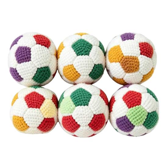 6Pcs Knitted Footbag Sack, Handmade Crochet Juggling Balls for Beginners, Soft Yarn Sandbags for Outdoor Play, Colorful Gift for Teens Adults