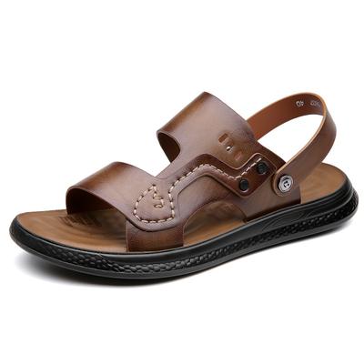Mode 2024 Neu Heißer Verkauf Herren Sandalen Rutschfest Echte Leder Sandalen Weiche Hausschuhe Flach für Herren Freizeitschuhe Sandalen MSA501