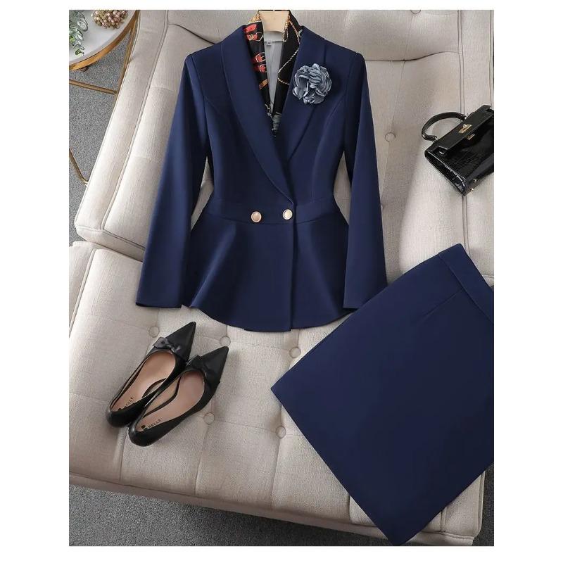 Autumn Waist Slimming Jacket Blazer Pencil Pants Two Piece Set Elegant Women's Office Suit Set Outfits
