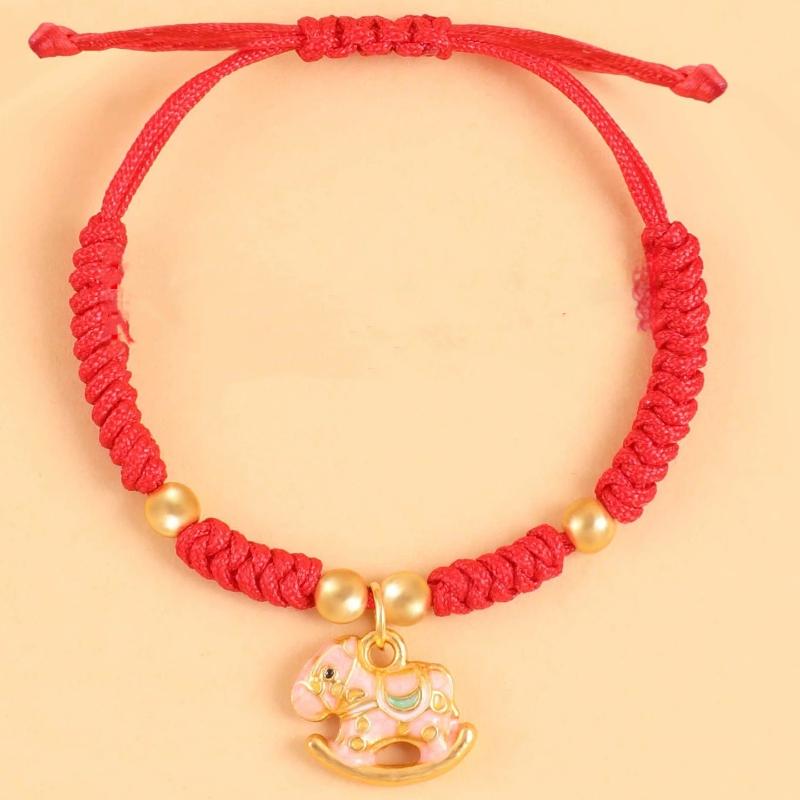 2026 New Year Zodiac Horse Lucky Braided Rope Bracelet Chinese Style Red Thread String Adjustable Bracelets Blessing Jewelry