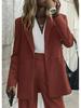 2025 Women's Autumn/Winter Fashion: Elegant Solid Color Suit & Pants Set