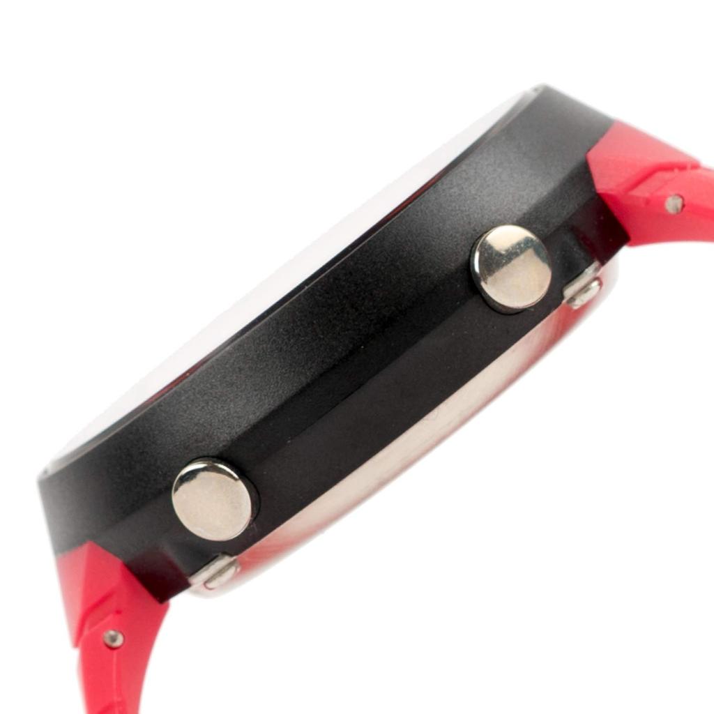 [Arias] ADWW18106RC-08 Montre Digitale à Cadran pour Homme Radiocommandée, Étanche, Multifonctionnelle, Rétroéclairée, LCD Inversé, Bracelet en Uréthane, Rouge