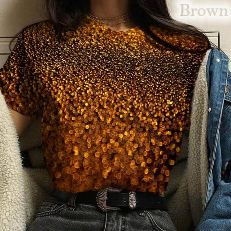 

Новая цветная футболка с блестками и 3D-принтом, повседневная футболка унисекс с круглым вырезом 6XL