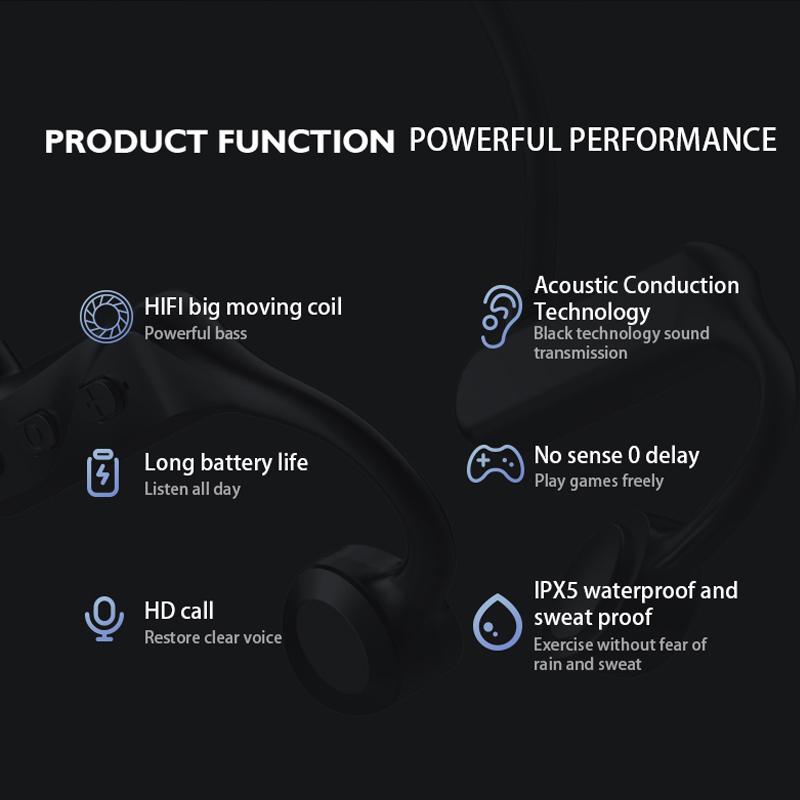 K69 Noise Cancelling Earphones Ear Hook TWS Bone Conduction Headphones Wireless Bluetooth 5.0 Headset HiFi Stereo Music Earbuds for For Xiaomi Huawei