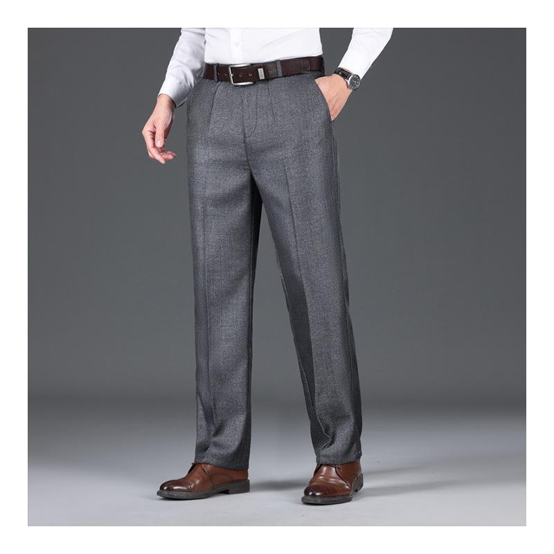 Pánské business casual kalhoty s vysokým pasem a rovnými nohavicemi – Elastické, měkké, šetrné k pokožce, volný střih, společenské kalhoty na podzim