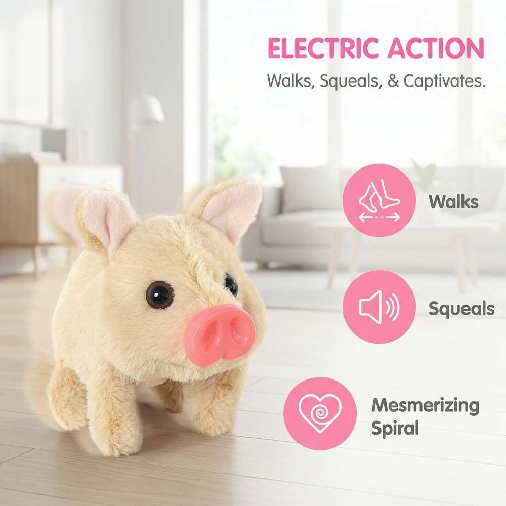 with Wagging Tail Electric Pig Plush Toy Can Walking Stuffed Animal Pig Doll  Interactive Play