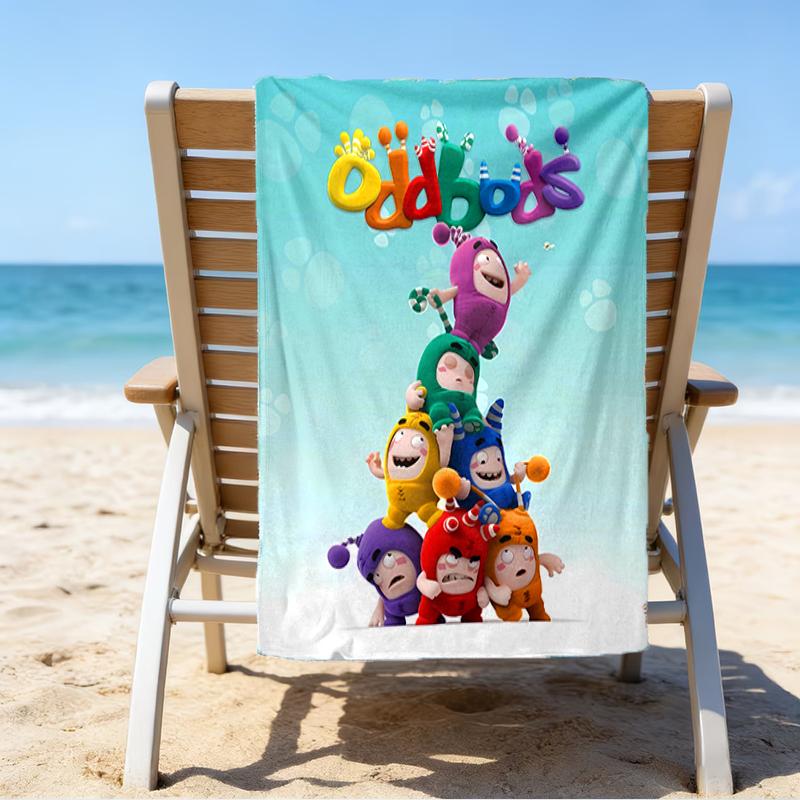 proof beach towel with a Oddbods pattern - soft,absorbent,quick-drying,machine washable - perfect for swimming,camping,bathing