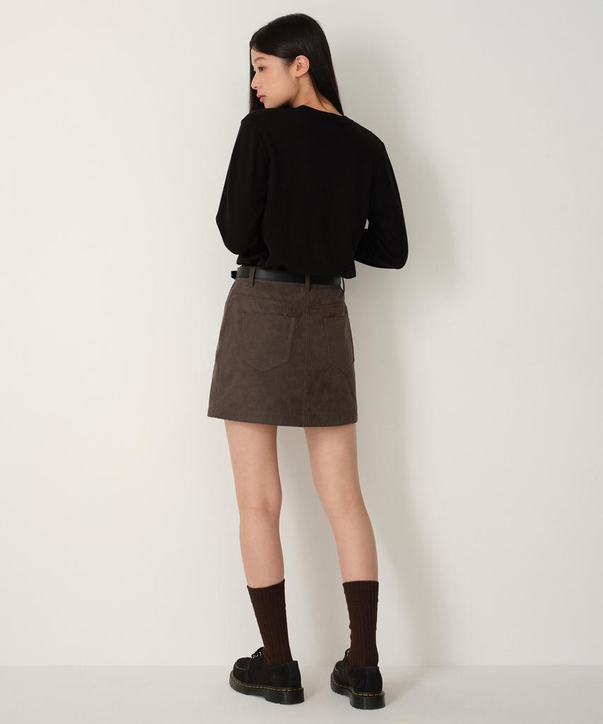 Musinsa Standard Woman Women'S Synthetic Suede Mini Skirt [Brown]
