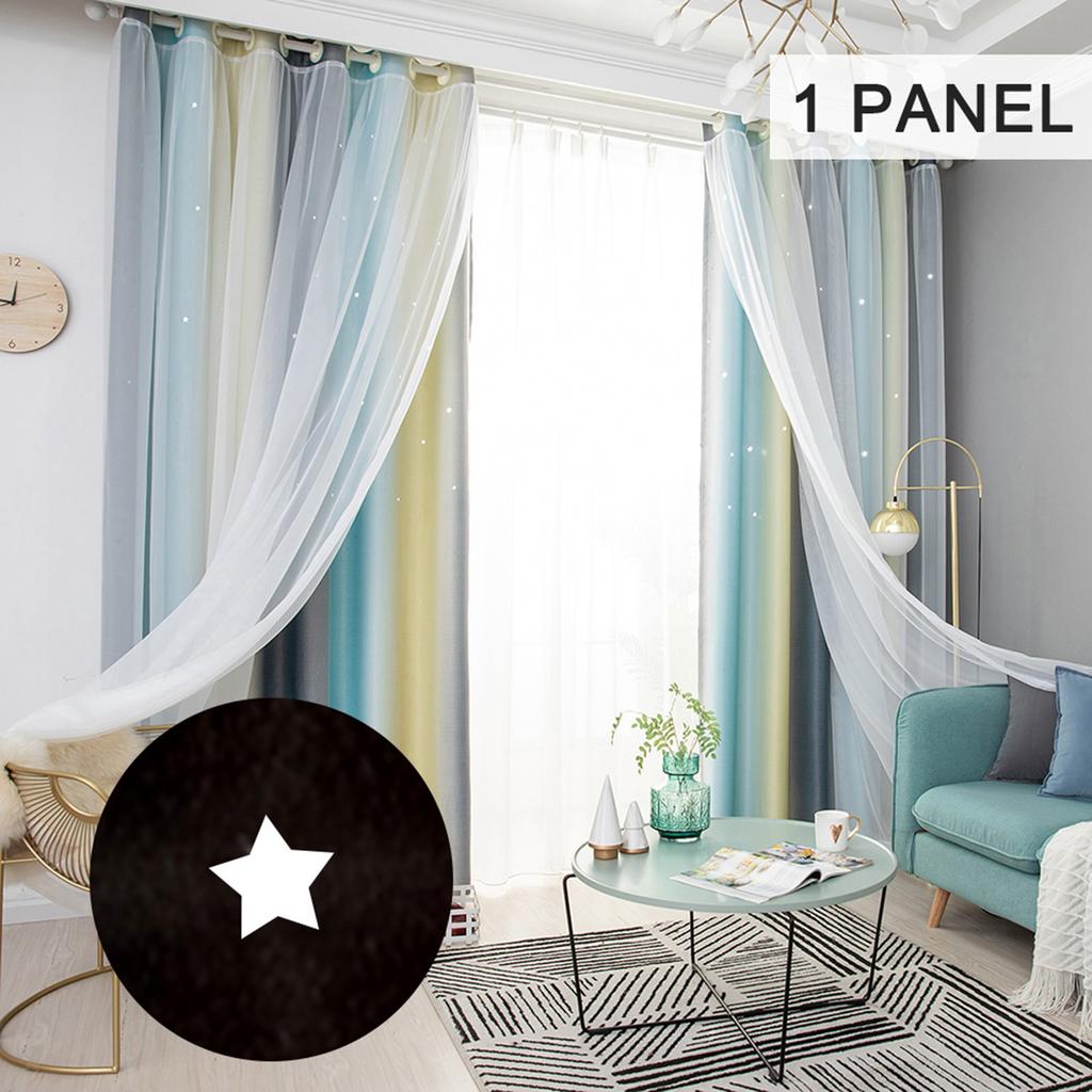 Star Curtains Stars Blackout Curtains for Kids Girls Bedroom Living Room Colorful Double Layer Star Window Curtains