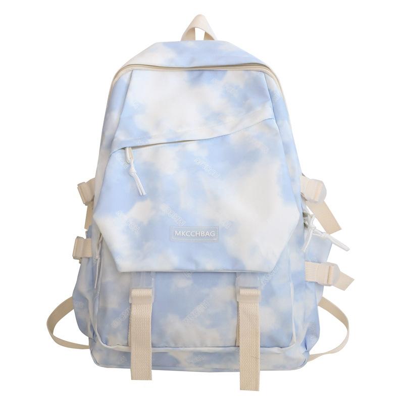 

School bag women s fashion autumn and Korean version high school backpack tie-dye foreign style large-capacity student backpack middle school studen синий