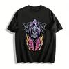 Dark Grim Reaper Skull Boxing Print Cool Casual Short Sleeve T-Shirt Pure Cotton T-shirt