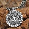 Nordic Tree of Life Pendant Viking Rune Necklace Antique Bronze Silver Jewelry Gift for Men Women