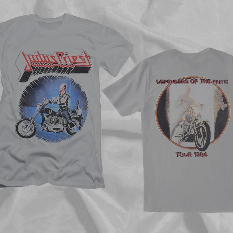 Judas Priest DEFENDERS OF THE FAITH 1984 Tour Gray Double Sided T-Shirt L