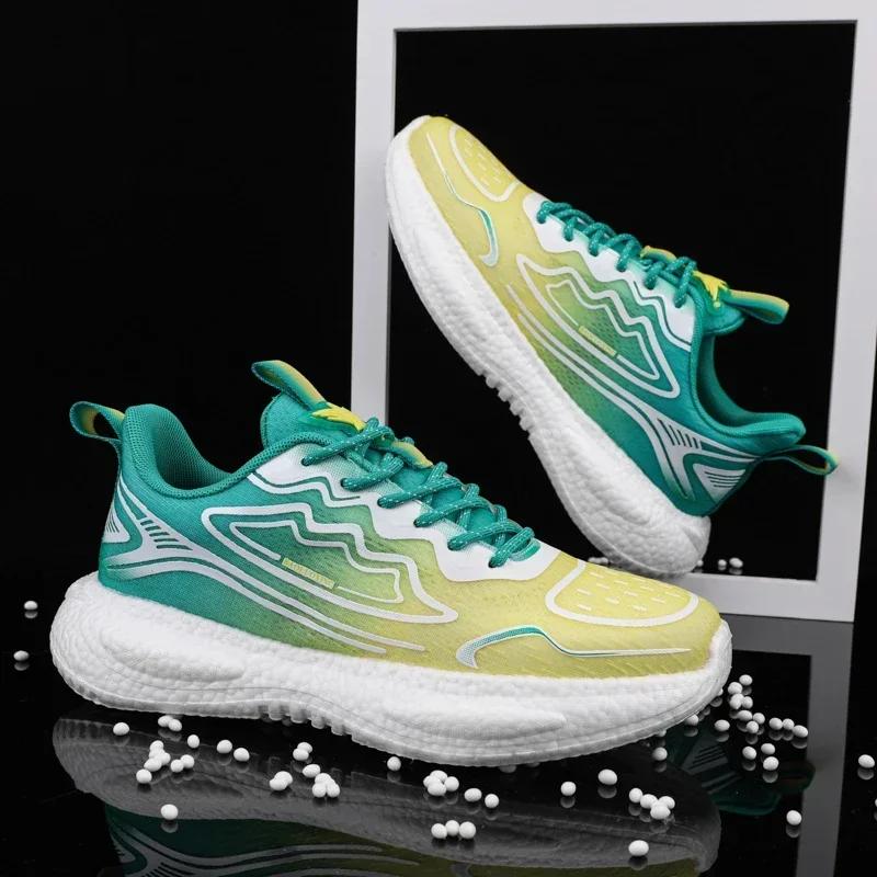 

Men Casual Shoes Lycra Soft Sole Comfortable Laces Women Running Shoes Luminous Shoe Durable Popcorn Sole Couple Shoes Outdoor 45