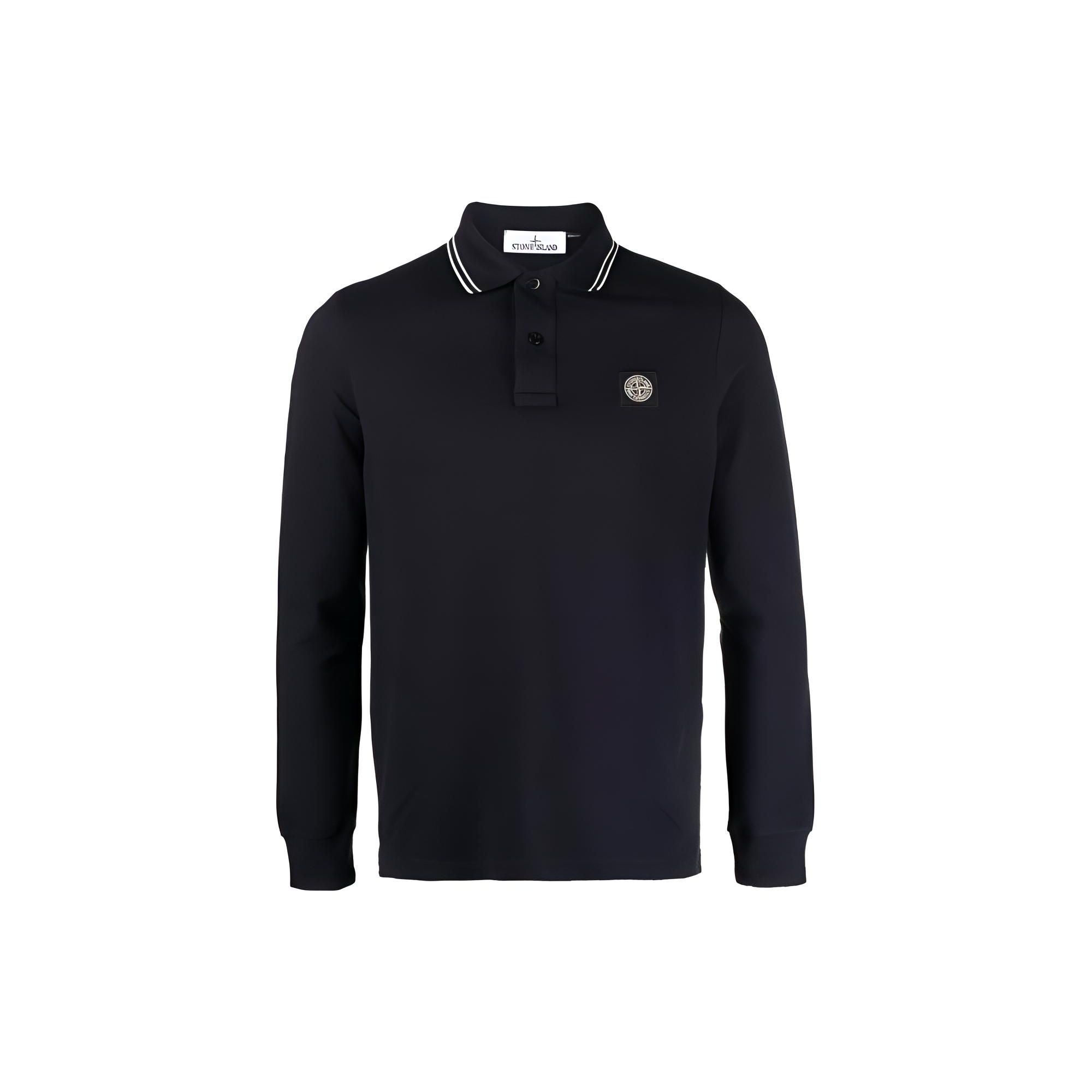 STONE ISLAND Однотонная футболка-поло с вышивкой Мужские топы Темно-синий 79152SL18A0020 XL