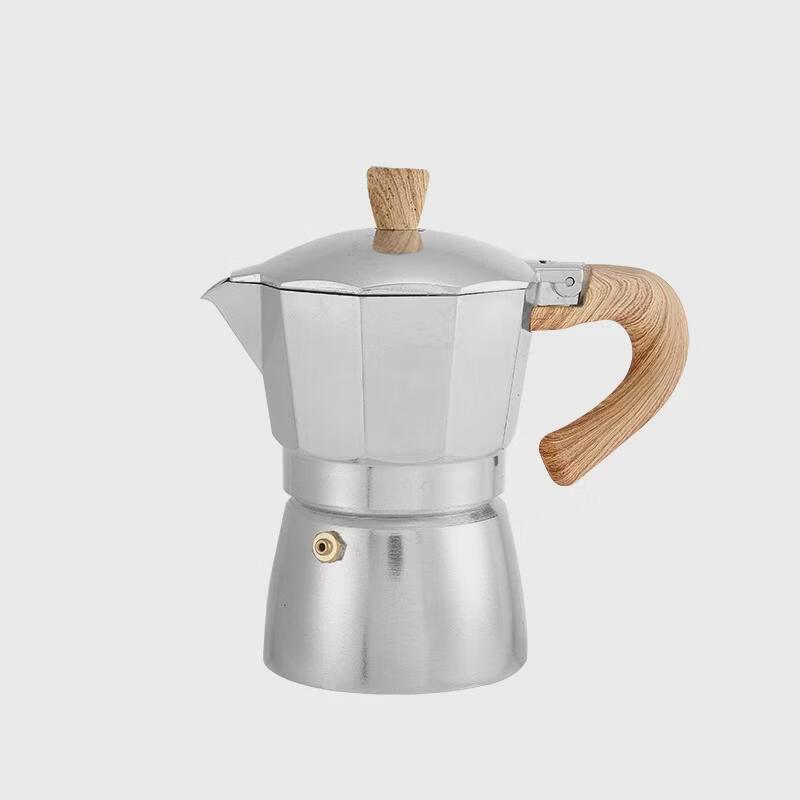 Portable Wood Grain Handle Moka Pot 150ml