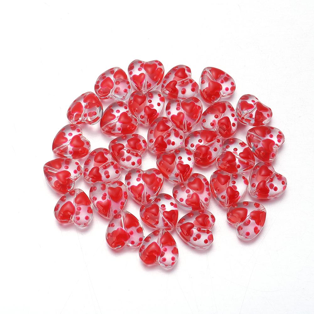 5pcs Heart Glass Beads Colorful Hand Painted Lampwork Loose Beads for Jewelry Making DIY Necklace Bracelets Earrings Accessories