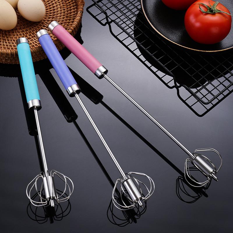 Stainless Steel Household Semi-Automatic Rotating Egg Beater Push-Type Egg Cream Baking Stirring Stick Manual Egg Beater