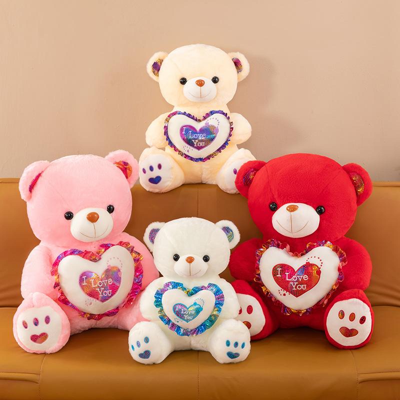 Cute Glowing Music Bear Plush Toy Valentine's Day Confession of Love Bear Doll Girl Birthday Gift