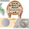 2D Flat Aluminum Round Metal Wall Art, Spanish Grandparents Home Decor, Rustic Wooden Texture Hanging Plaque for Front Door, Porch, Living Room, Gift