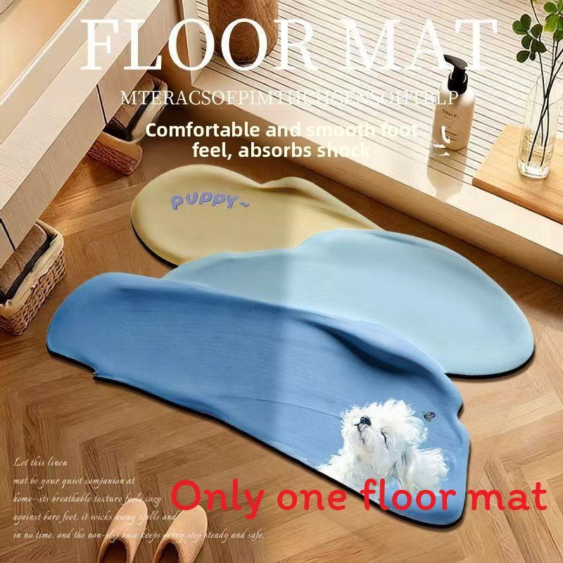 Silicone Diatom Mud Bathroom Absorbent Non Slip Rug With Cartoon Pattern For Home Use