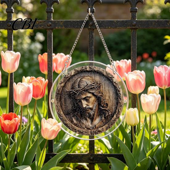 Patio Decor Puzzle Acrylic Jigsaw Suncatcher, Religious DIY Sun Catcher Puzzles Kit, Stained Glass Style Suncatcher Decoration Window Hanging