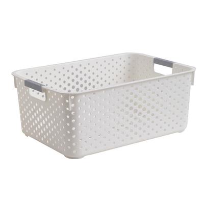 Baskets Shelf Organizer Bin PP Large Capacity Multifunctional Ivory White Baskets Organizer Bin for Desktop L Size