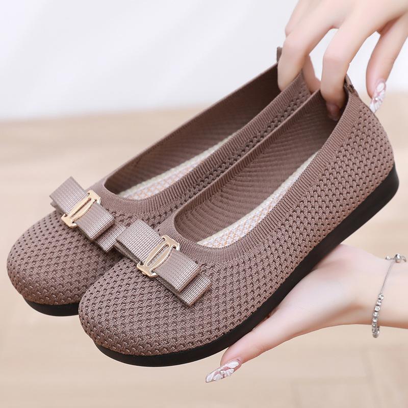 и летние новые старые тканевые туфли женская рабочая обувь с подошвой из дерьмовой сетки дышащие однопедальные женские туфли Doudou 35 2658₽