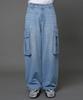 HOODHOOD Big Pocket Washed Cargo Denim Pants Light Blue