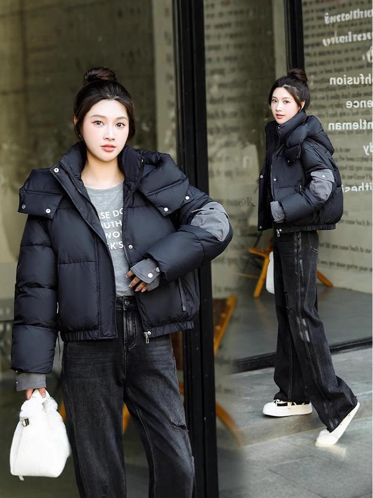 2025 Autumn/Winter Korean Style Versatile Hooded Cotton Jacket