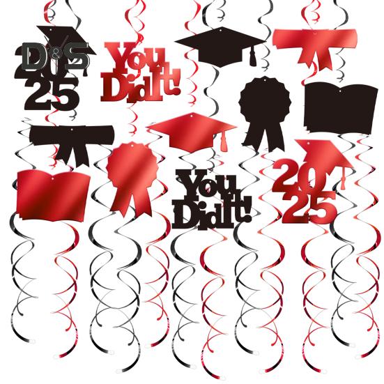 Graduation Party Hanging Swirl Decorations Class of 2025 Congrats Grad Supplies for Classroom Ceiling Home Decor