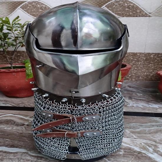

Knights Armor with Rondel, Gothic European Close Helmet 16 Gauge Steel