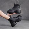 GKTINOO  Women's Thick Soled Ankle Boots Genuine Leather 2025 New Winter Round Toe Handmade Retro Platform Shoes