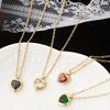 Peach Heart Zircon Pendant Necklace, Gold-Plated Titanium Steel, Sweet and Versatile Everyday Clavicle Chain