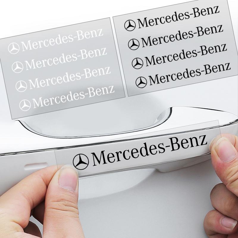 4Pcs Car Door Handle Stickers Tire Rear View Mirror Decals For Mercedes-Benz AMG C500 C200 C300 A B C E GLA CLA GLK GL ML GLE W204 W205 W211 W212 W213