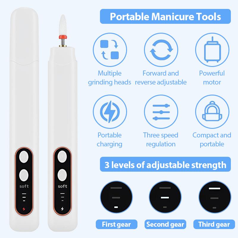 Electric Nail Polisher Drill Bits Professional Nails Grinding Polishing  Manicure Machine Dead Skin Removal Art Sanding File Pen