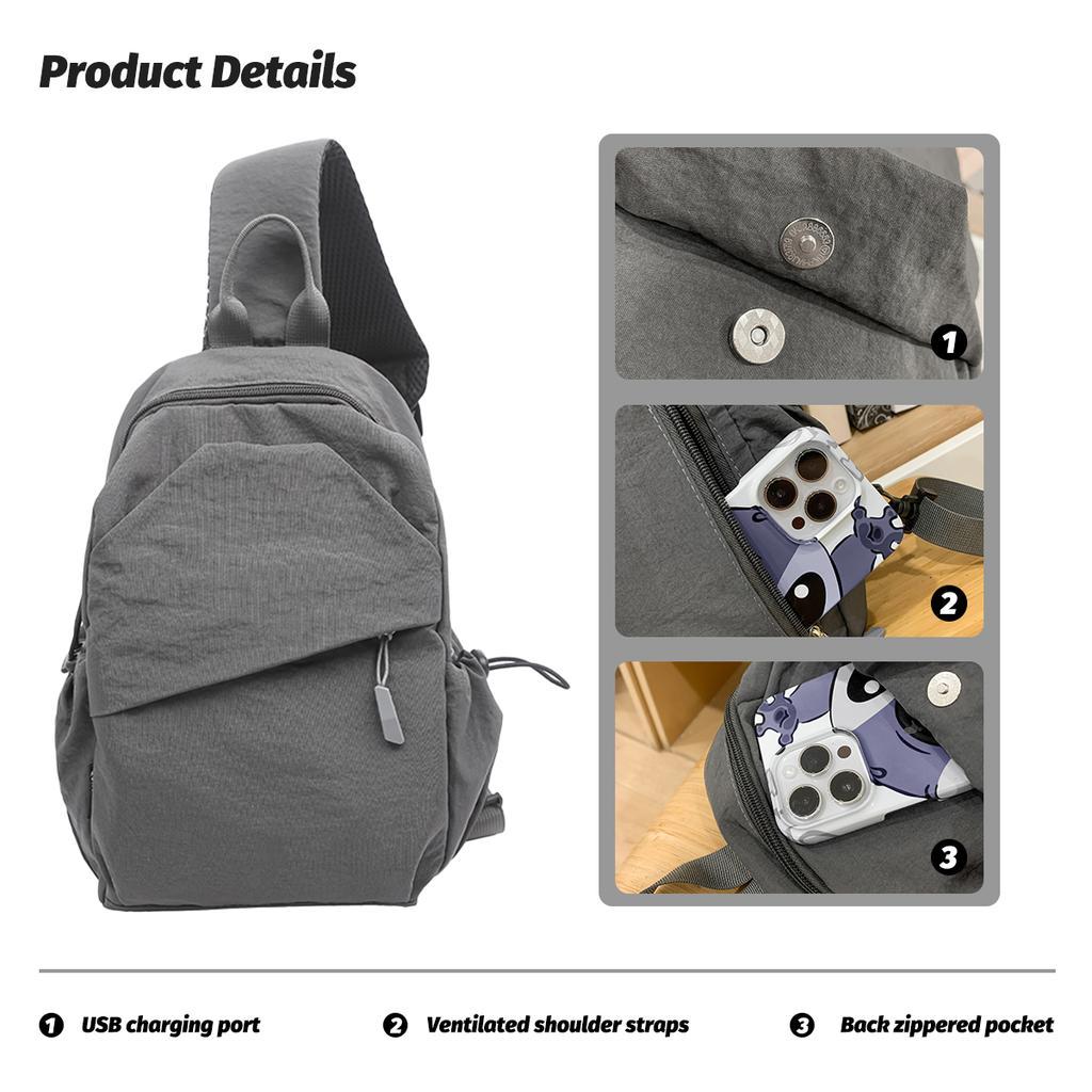 Men's Chest Bag, Able Chest Messenger Bag, Niche Waist Bag, Large-Capacity Casual Commuter Shoulder Bag, Mountain Climbing
