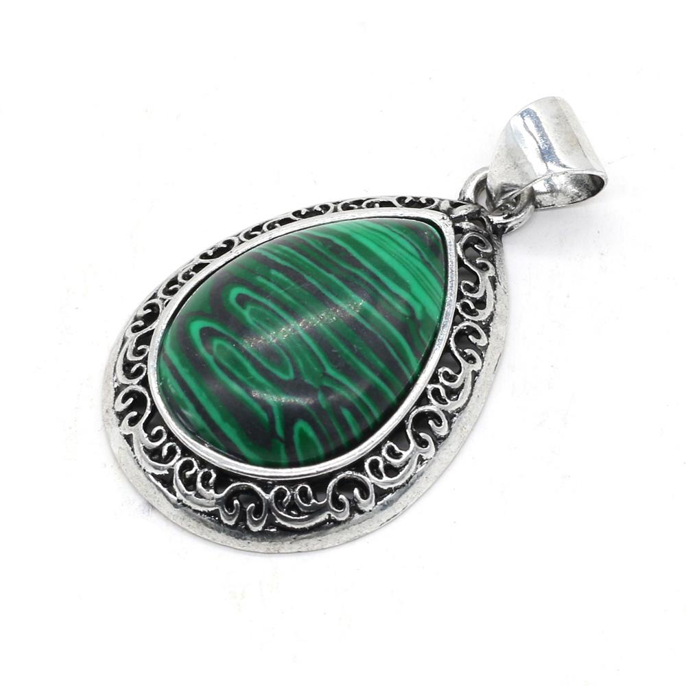 

Fashion Drop Shape Pendant Natural Stone Crystal Aventurine Jades Abalone Shell Charms DIY for Necklace Jewelry Making 24x40mm малахітова зелень