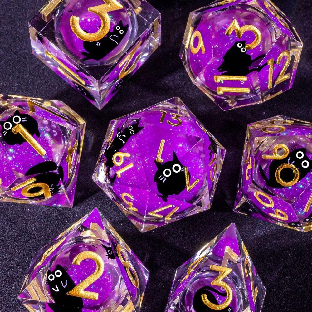 

Polyhedron Purple Sand Resin Dice Set Handmade RPG Dice Set New Polyhedral Dice Set помаранчевий