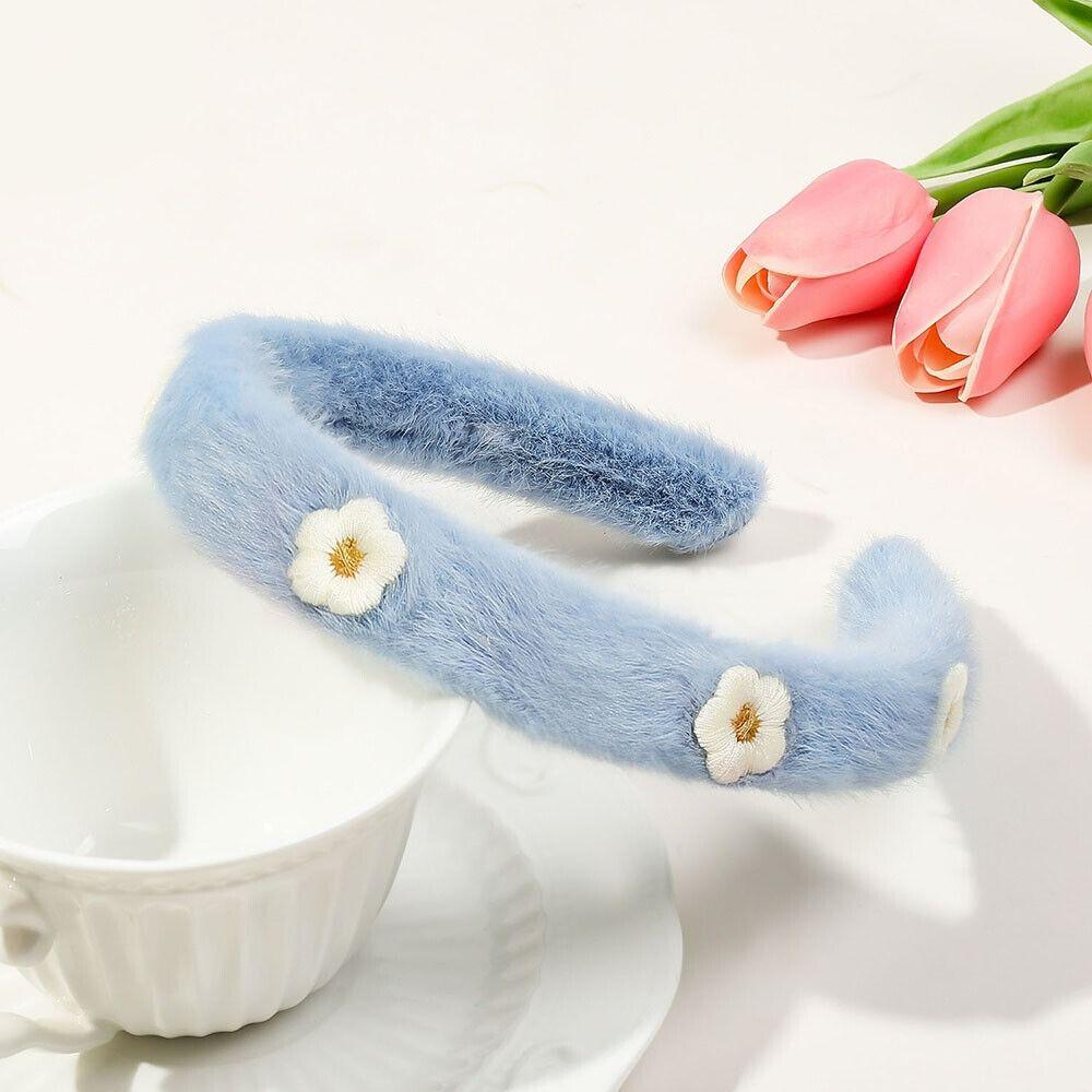 Plush Flower Headbands Solid Color Hairy Hairband New Faux FurHead Hoop