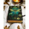 Mystic Dragonfly Leather Journal – Vintage Handmade Paper Diary, Nature Art Notebook, Gift for Writers & Artists”