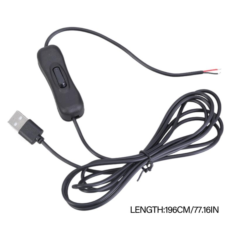 2Pin USB Male To Bare Open End 2 Cores USB 5V Quick Charging Cable with Switches for LED Light Cooling Fan Speaker