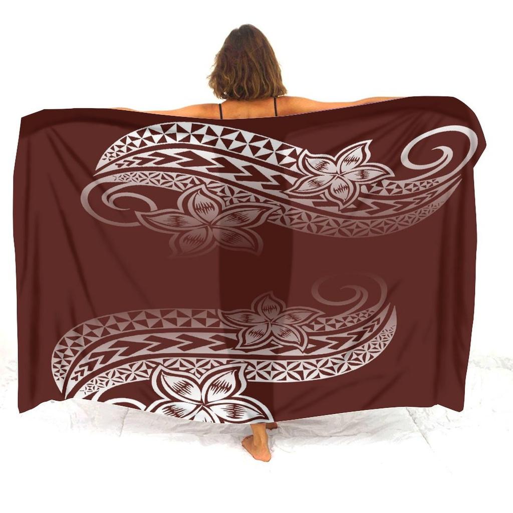 Soft And Comfortable Fabric Summer Beach Holiday Sun Sarong All-In-One Cover Coat Polynesian Print Tailored Women'S Sarong