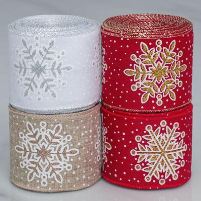 DIY Romantisches und gemütliches Weihnachten Bedrucktes silbernes Schneeflocken-Imitationshanfband Weihnachtsgeschenktüten-Dekorationen Hintergrundwandbehang Oberes Band