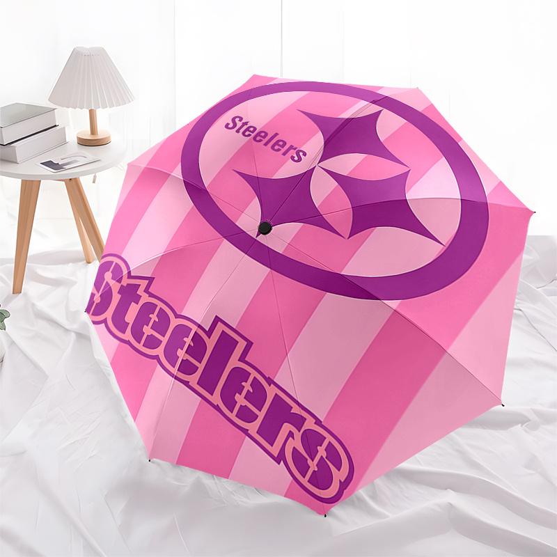 

Pink Steelers Logo Umbrella - Automatic Open/Closed Rain Gear with Foldable Design and 8-Bone Frame, Perfect for Fans, Travelers, Daily Use,