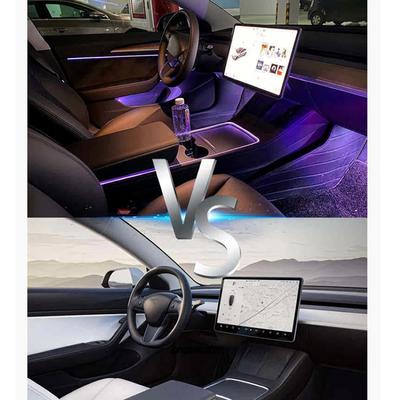 For TESLA Model 3 Model Y Interior 64 Color Lamp Car Led Atmosphere Light With App Controlled Neon Ambience Strip Lights