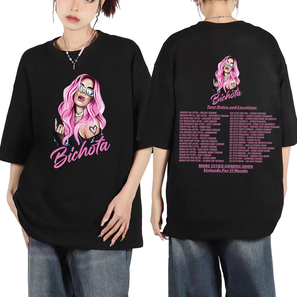 Singer Karol G Tropicoqueta Tour 2026 Graphic T Shirts Fashion Aesthetic Short Sleeve Tshirts Unisex Unisex Casual Cotton Tshirt