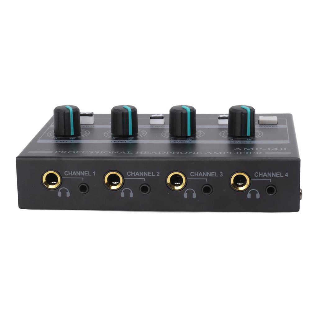 Amplificatore per Cuffie a 4 Canali Amplificatore Stereo in Metallo Mini Splitter per Auricolari per Studio e Palco